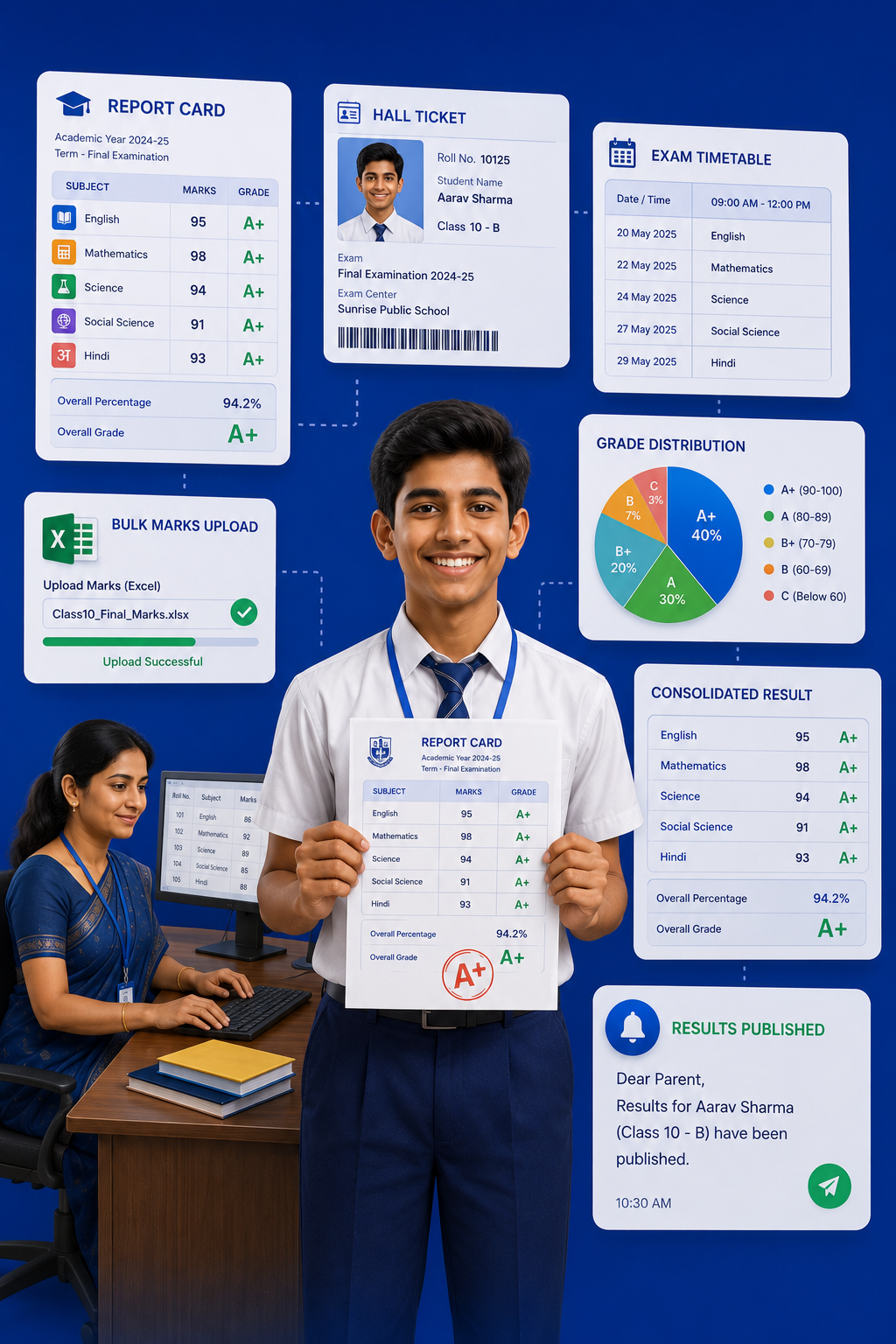 Exam & Results - AttendanceGuru feature for institute management