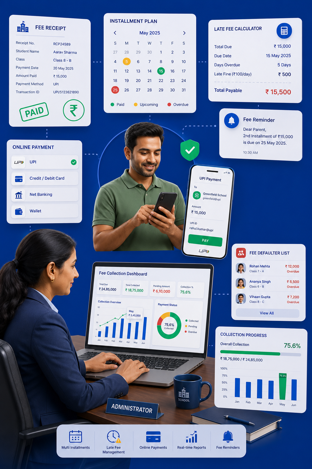 Fee Management - AttendanceGuru feature for institute management