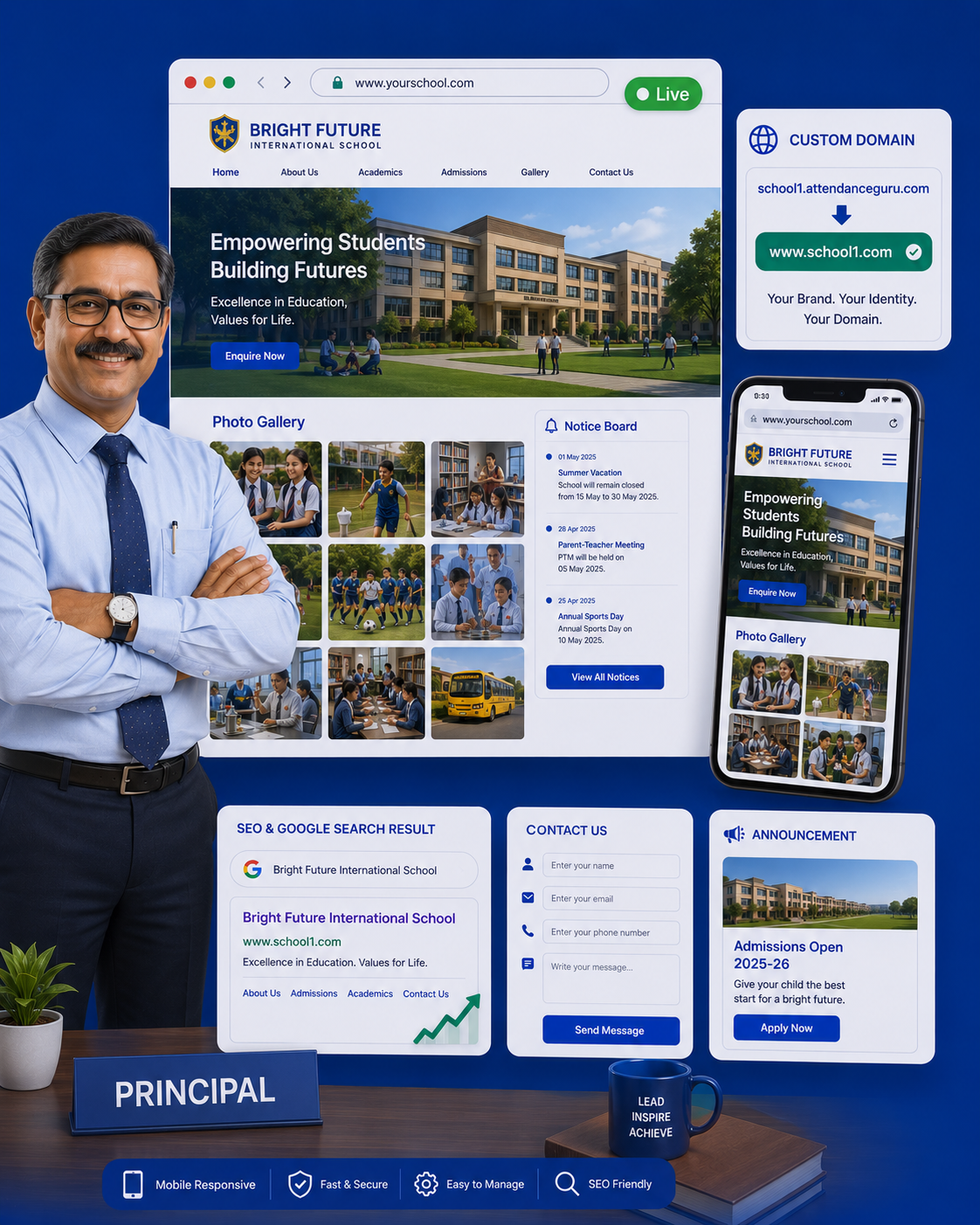 Institute Website - AttendanceGuru feature for institute management